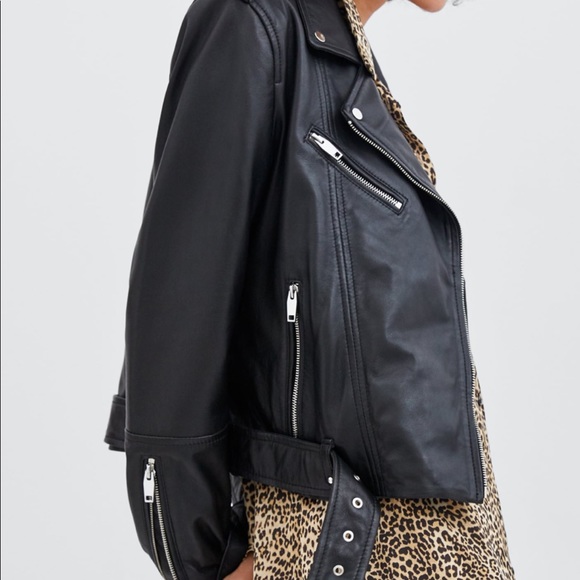 Zara Leather Biker Jacket - Picture 2 of 6